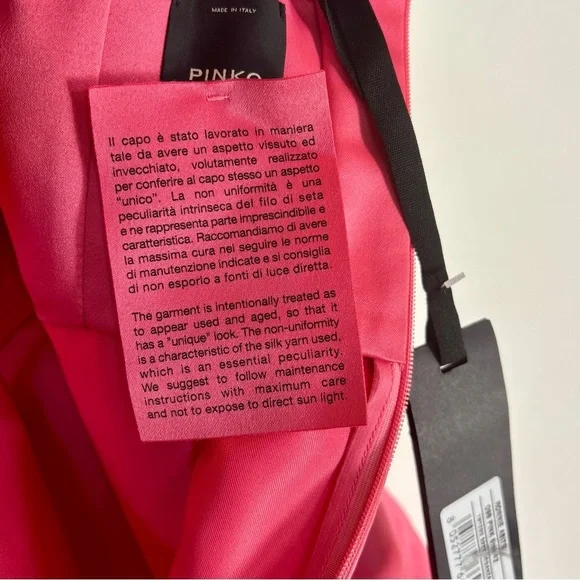 PINKO NWT 100% Silk Pink Strapless Mini Dress with Bow and Tulle. - Picture 10 of 16